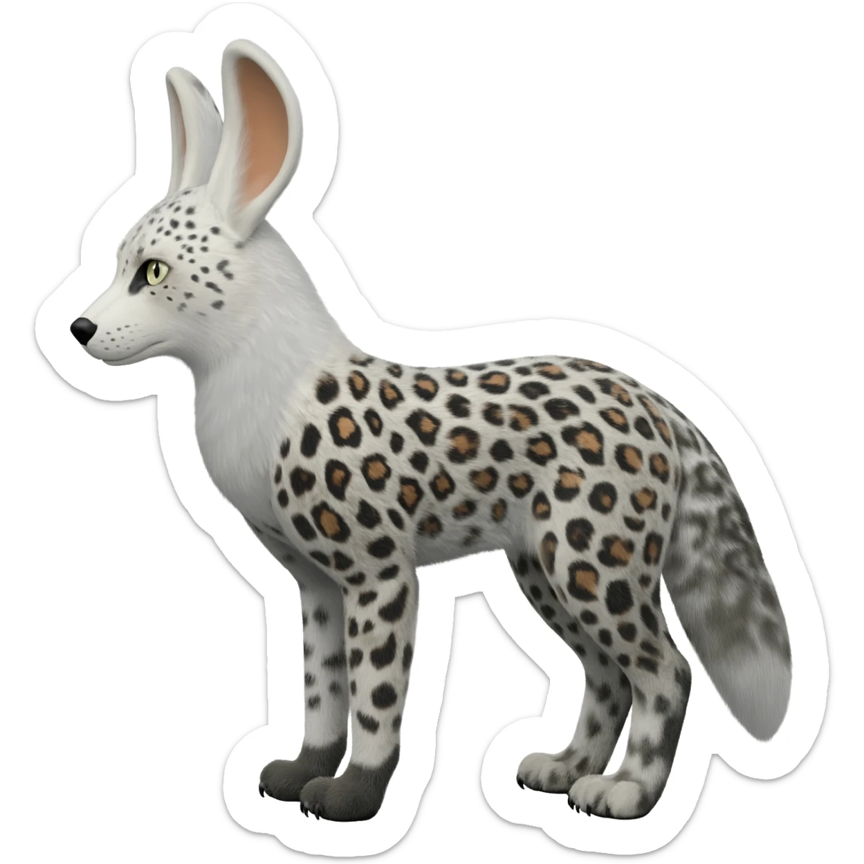Arctic-Fox-Snow-Leopard-Snowshoe-Hare-Snowy-Owl-hybrid, full body  sticker