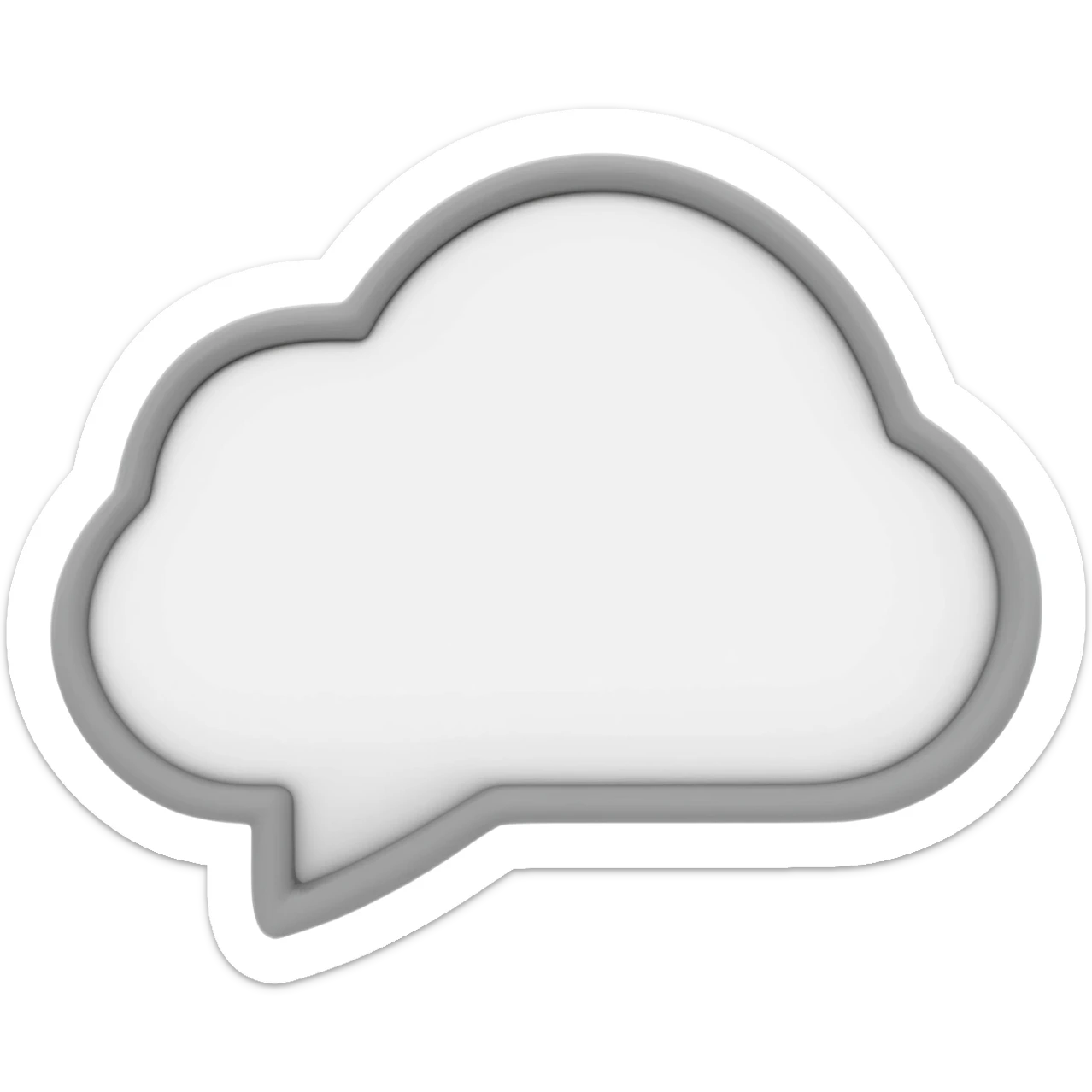 3d white messenger cloud chat with grey outlines sticker