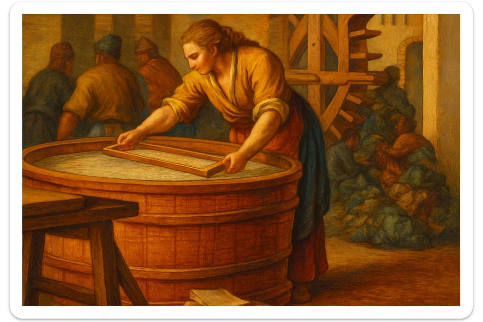 Сгенерируй мне эту же гравюру, только в цвете sticker