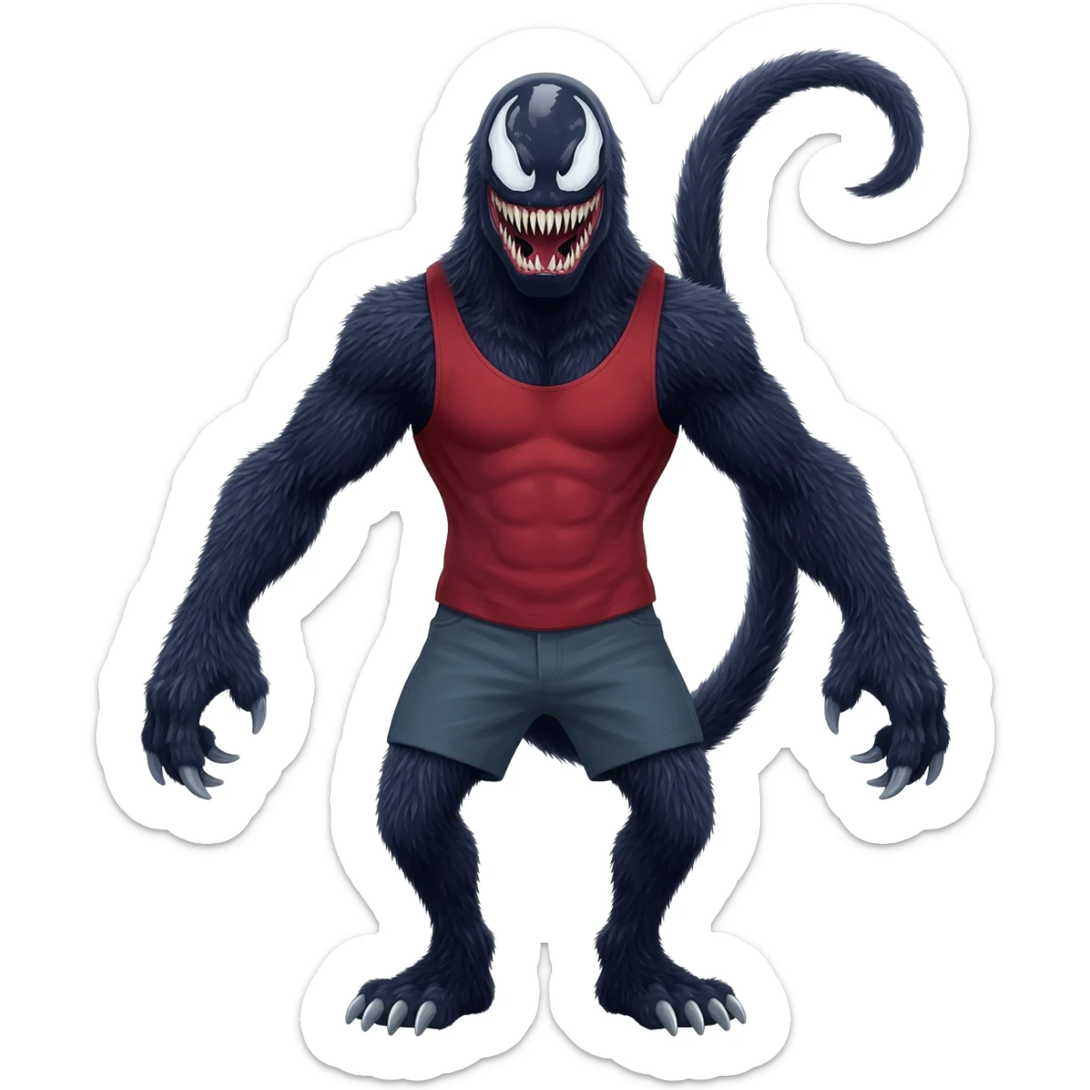 Furry cute handsome cool friendly Venom-Salandit-Xenomorph-hybrid-fantasy-creature (full body) sticker