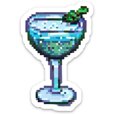 Manhattan cocktail in a short glass with ice, pixel art style, retro video game look sticker