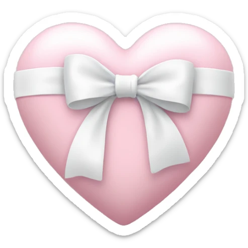 Pastel pink heart with white bow sticker