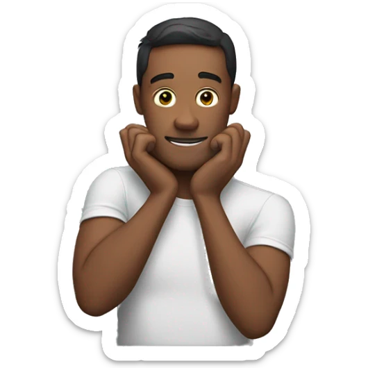 man with one of his forearms on his face and the other arm stretched out sticker