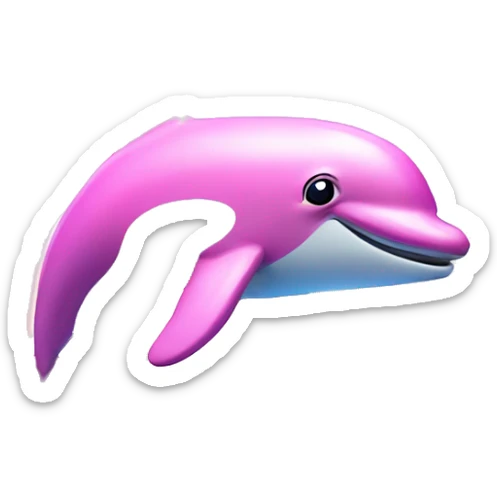 Pink dolphins with unicorn horns jumping out of the water with a sunset and rainbow in the backround  sticker