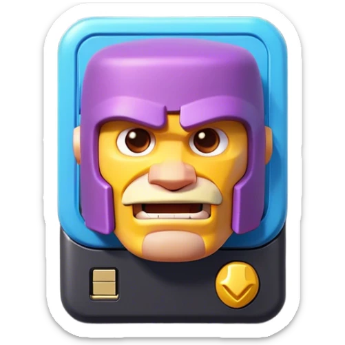 Clash of Clans aesthetic: Cinematic Playful PlayStation Memory Card Portrait Emoji, rendered in a 3D vector-style similar to standard emojis with minimal shading and bold, simplified shapes. A compact, distinct form with signature details, softly glowing with a cutting-edge console technology charm. Simplified yet unmistakably iconic, highly detailed and consistent, glowing with a soft radiance and high shine. Stylized with a touch of technological advancement and a soft glowing outline, capturing the essence of a beloved gaming relic with a friendly, playful manner! sticker
