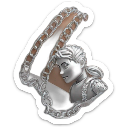 Joven  con 2 pulseras de Plata en las 2 manos y una cadena en el cuello de plata sticker