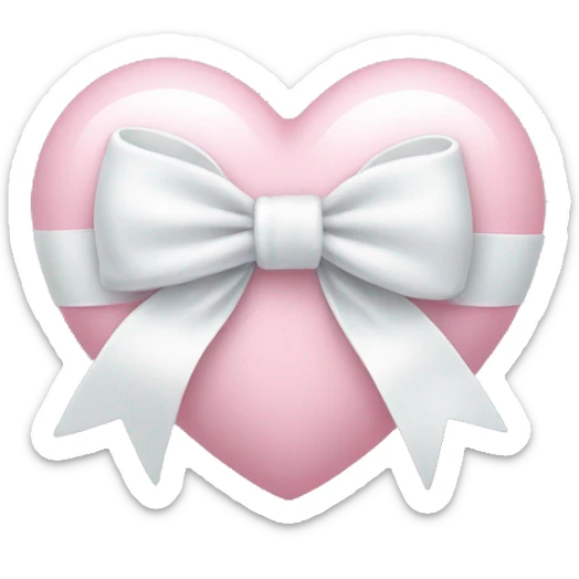 Pastel pink heart with white bow sticker