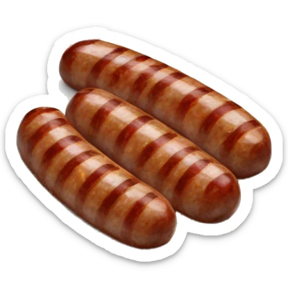 Grilled minced meat in the shape of a sausage 10 of them. has grilled stripes and is ona plate. sticker