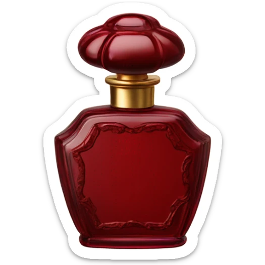 Dark red vintage French style perfume bottle with red stock flowers sticker