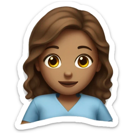 fair skin girl with warm brown hair laying in a hospital bed  sticker