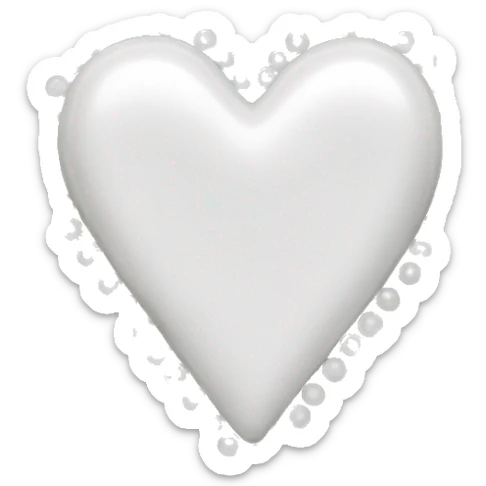 white heart with white pearls sticker