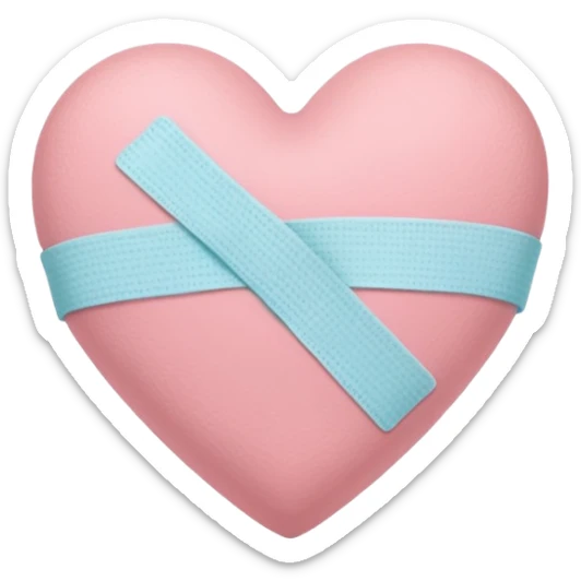A minimalist pastel illustration of a heart with a bandage, inspired by the ❤️‍🩹 emoji. Soft pastel colors — dusty pink sticker