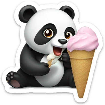 Panda eating ice cream sticker