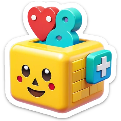 Clash of Clans aesthetic: Cinematic Playful Pixel 3D Health Box Portrait Emoji, rendered in a 3D vector-style similar to standard emojis with minimal shading and bold, simplified shapes. A compact, distinct form with signature details, softly glowing with a pixelated adventure charm. Simplified yet unmistakably iconic, highly detailed and consistent, glowing with a soft radiance and high shine. Stylized with a touch of classic pixel-art charm and a soft glowing outline, capturing the essence of a beloved gaming relic with a friendly, playful manner! sticker
