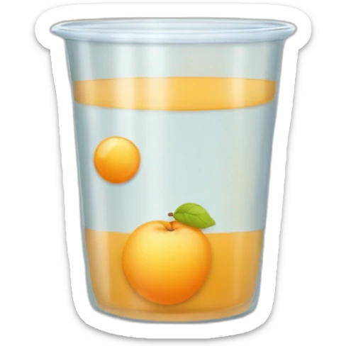 abricot dans un gobelet en plastique et du jus d'abricot avec du blé en bas du gobelet sticker