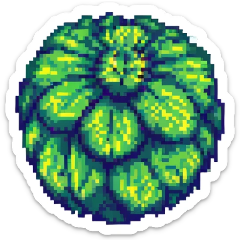 humorous cartoonish depiction of a large hairy object, playful and abstract, pixel art style, no explicit nudity sticker