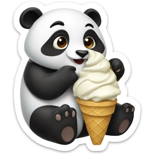 Panda eating ice cream sticker