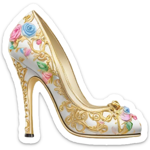 Dolce and Gabbana high heels with colourful pastel ornament and golden detais  sticker