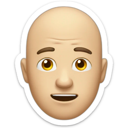 stressed man with bald spot on the top of his head and a lot of hair on the sides, sticker