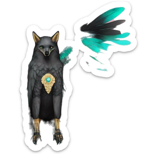 Dark black Beige cyan Pink magenta burgundy maroon cyan beige gray coyote black stripes wearing gold jewellery gold piercings gold gilded vintage watercolour tie dye black raven wings sticker