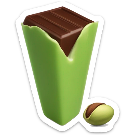 A bar of Dubai chocolate filled with Green pistachio cream sticker