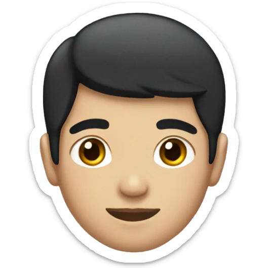 A teenager with black hair with a bow on his head sticker