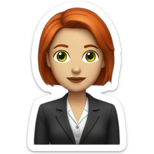 Lawyer woman with a bob red hair and green eyes sticker
