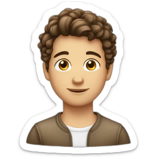 un garçon français, peau blanche cheveux brun non bouclé yeux bruns sticker