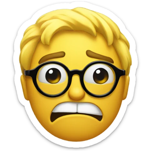 a yellow emoji with very very big glasses the emoji very angry and looks to the right sticker
