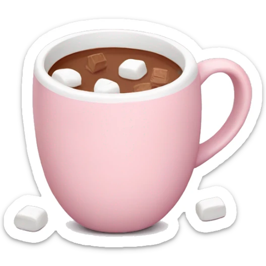 Light Pink mug of hot chocolate with marshmallows  sticker