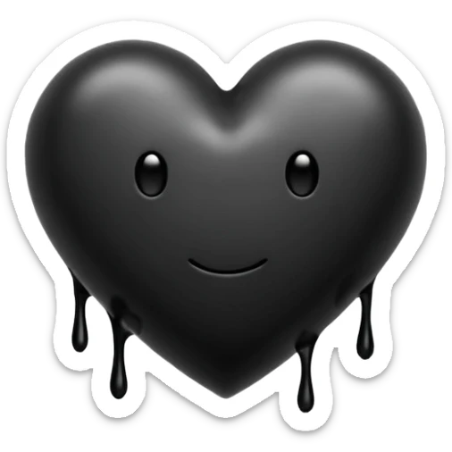 black ink heart emoji, blob, isolated on white background, grunge, like pen stroke, flat 2d sticker
