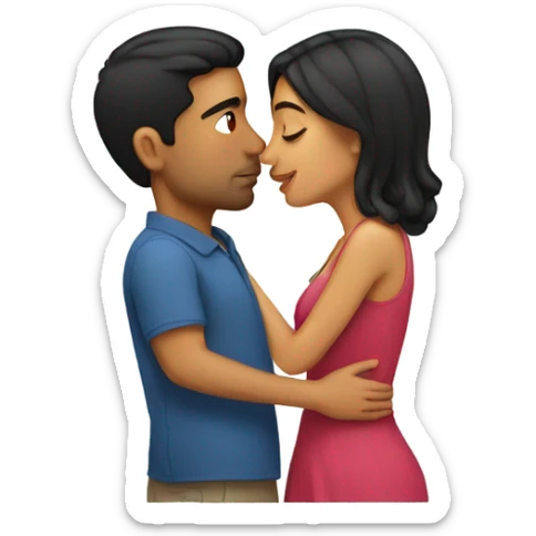 Latino man kissing his latina girl sticker