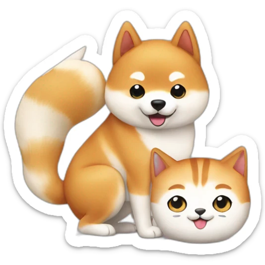 shiba inu and cat are best friends sushi sticker