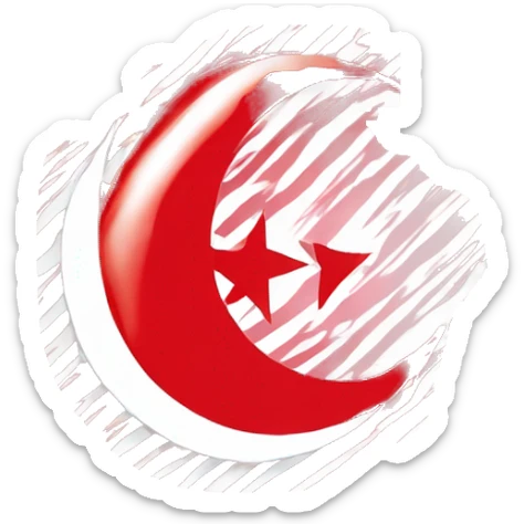 Generate an emoji flag of the Turkish Republic of Northern Cyprus, featuring two red horizontal stripes near the top and bottom edges on a white background, with a red crescent and star centered between the stripes. sticker
