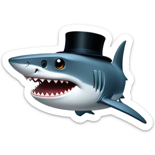 Shark with a top hat sticker