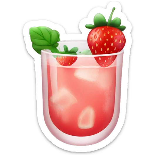 glass with strawberry design sticker