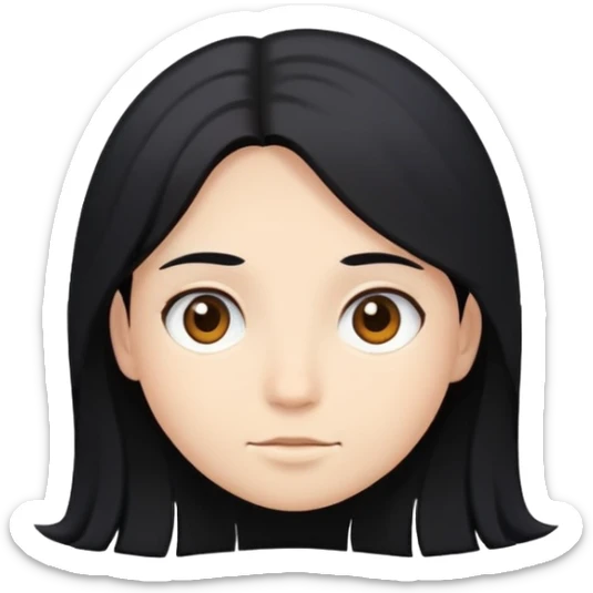 I have a lonk black hair and a round face and a fair skin and brown eyes sticker