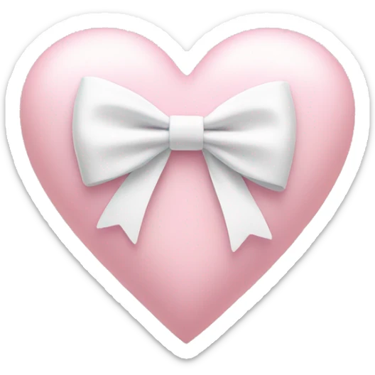 Pastel pink heart with white bow sticker