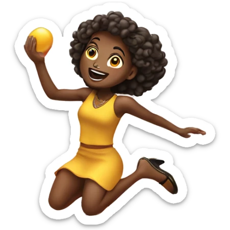 African American women jumping out of a birthday cake sticker