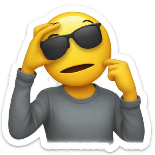 An emoji dabbing (taking one hand up in front of the face with a straight arm covering the eyes sticker