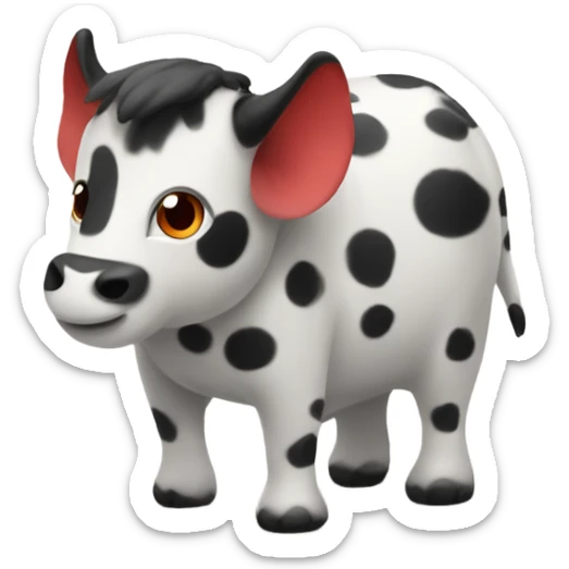 Animal with red belly, trunk, and black and white spots on the rest of the body sticker