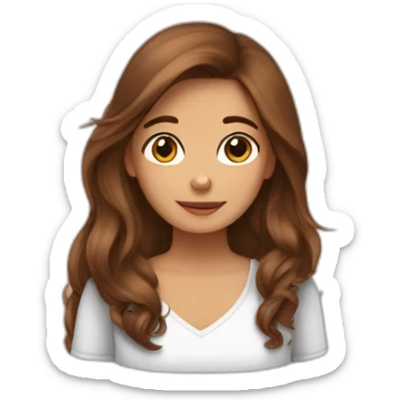 Girl with long brown hair and a dog little brabançon sticker