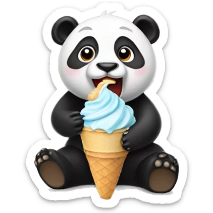 Panda eating ice cream sticker