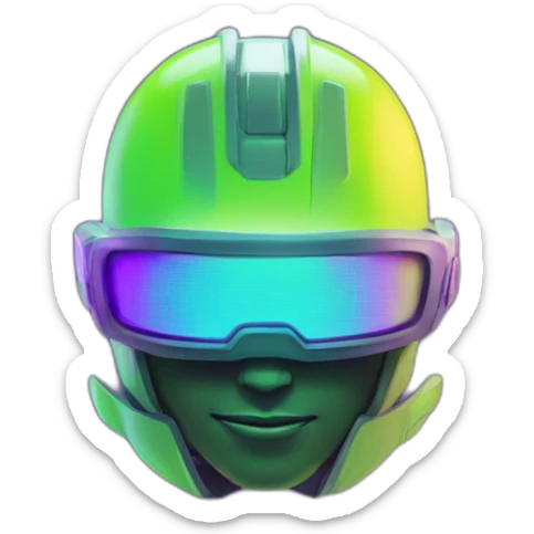 Cyber emoji of a FUTURISTIC HIGHTECH 3D Fire colors Lemon green and purple neon Fire sticker