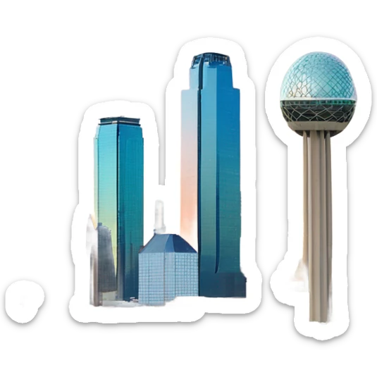 Downtown Dallas Texas with reunion tower and other iconic buildings from Dallas Texas  sticker