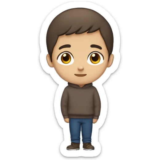 winter, christmas, hispanic, short brown hair, boy, brown eyes, child, full body, blue sweater sticker