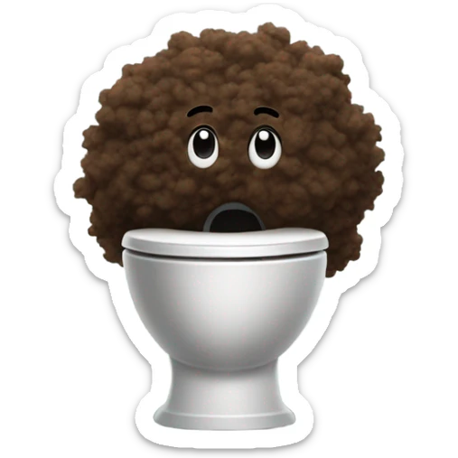 A pile of Poo with Afro hair and 2 legs running away from toilet sticker