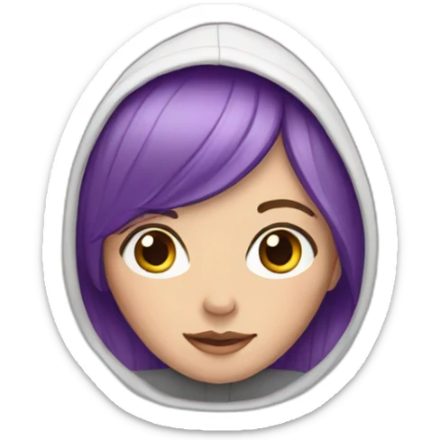 White Girl with purple hair in a hoodie sticker