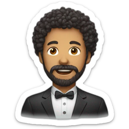 A man with a chin beard' face and curly hair with short ribs coming out of his mouth sticker