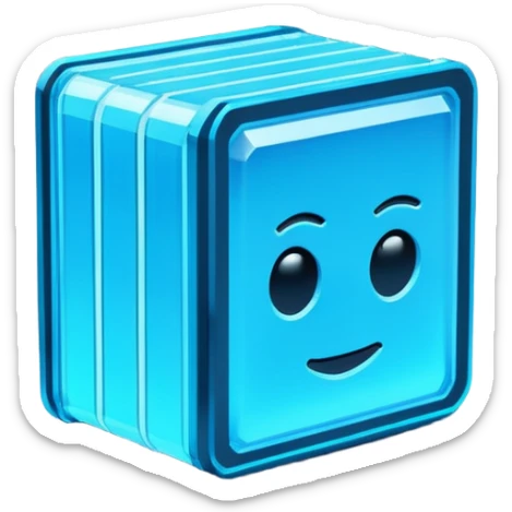 Pixel art emoji icon of a futuristic holographic book (help), neon blue sci-fi voxel style, cute tech aesthetic, centered, simple, high contrast, 3D shading, soft glow, transparent background, 100x100 px, game UI icon sticker